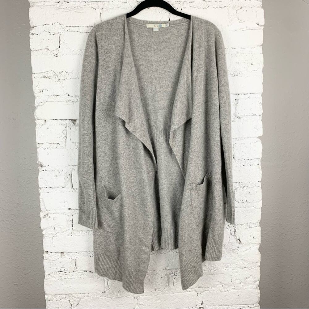 Boden Grey Cashmere Waterfall Open Front Long Cardigan Sweater Knit 4
